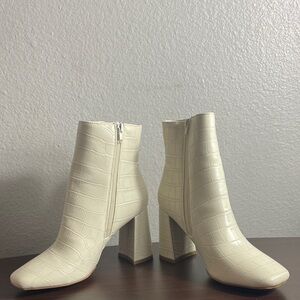 BAMBOO Croc-Embossed Ankle Boots